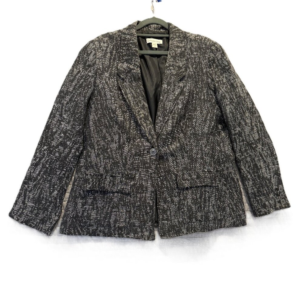 Womens Coldwater Creek Black and Grey Patterned Blazer, 16